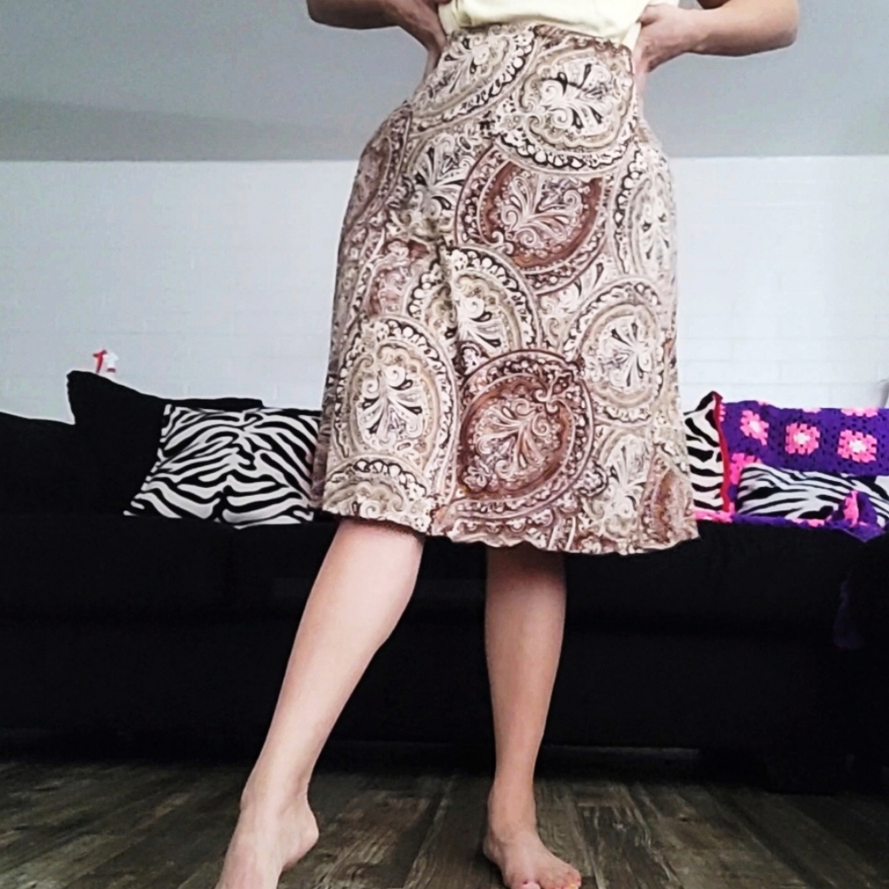Vintage y2k funky print midi skirt